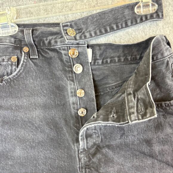 AGOLDE Shorts Womens 26 Black Fade High Rise Broken Waistband Cut Off Button Fly - Picture 2 of 11